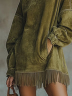 Vestido Cuello Alto con Flecos Vigo