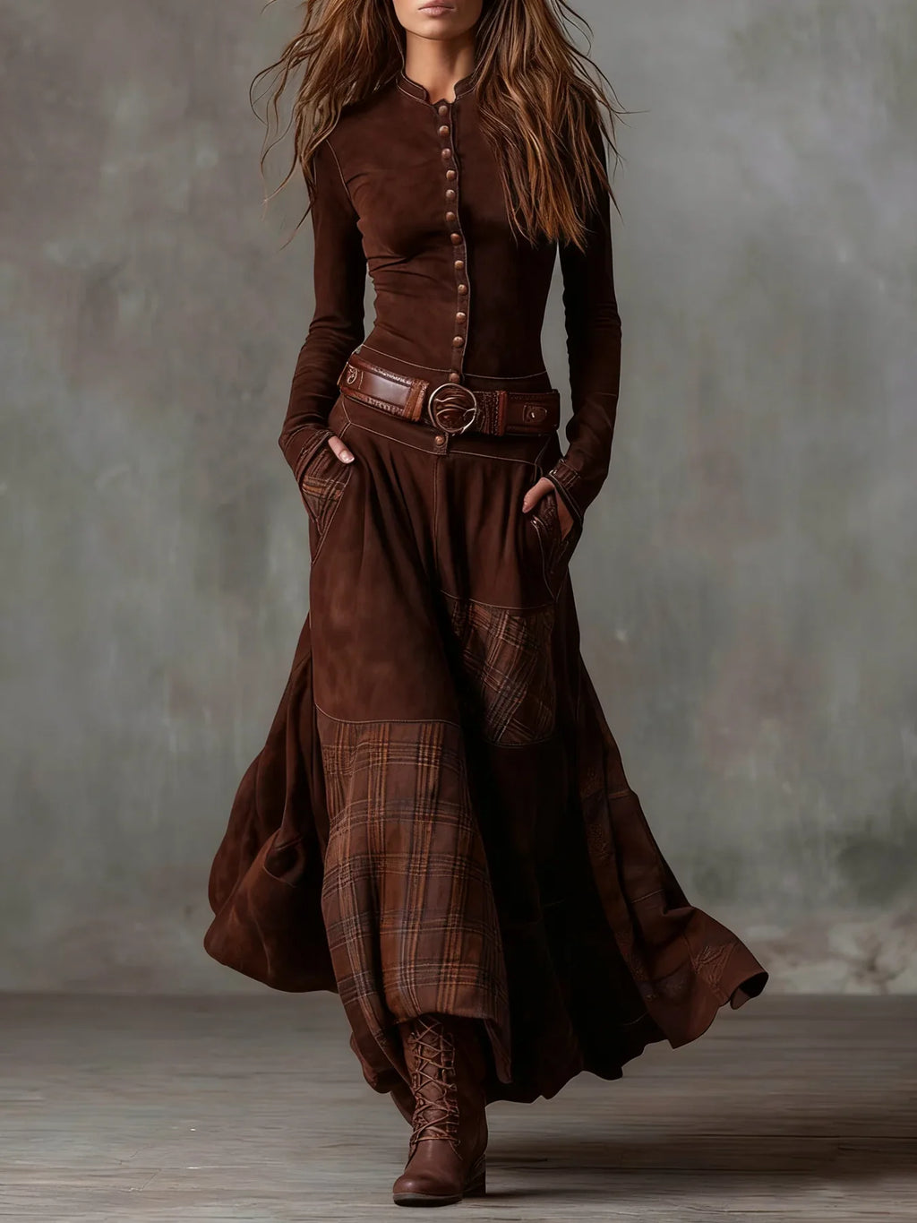 Vestido Largo Aterciopelado Noia